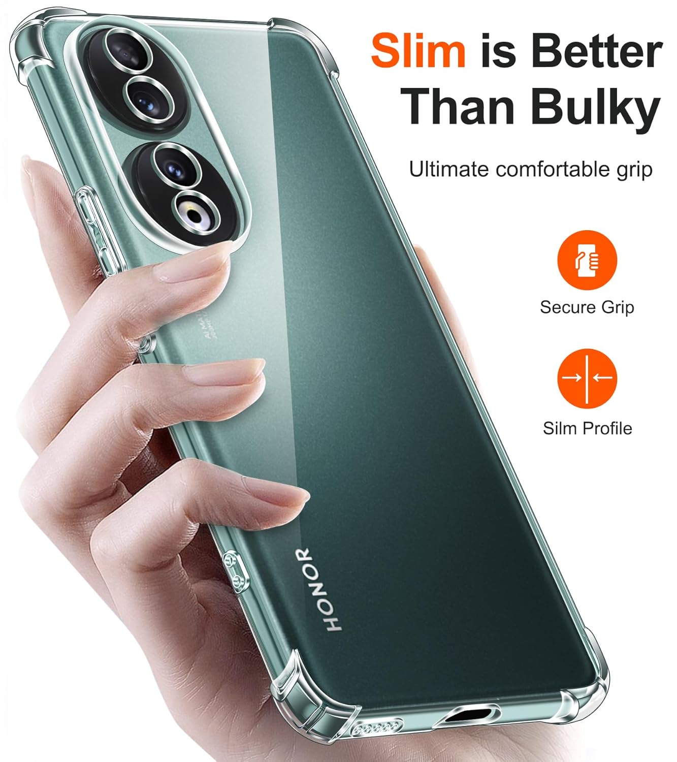 Picture of Back Cover For Honor 90 5G Perfect Fitting Hybrid Edge To Edge Bumper Protection Transparent Back Cover For Honor 90 5G - Transparent