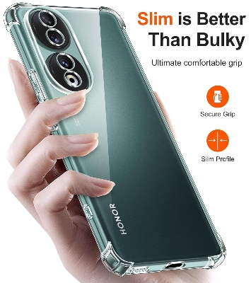 Picture of Back Cover For Honor 90 5G Perfect Fitting Hybrid Edge To Edge Bumper Protection Transparent Back Cover For Honor 90 5G - Transparent