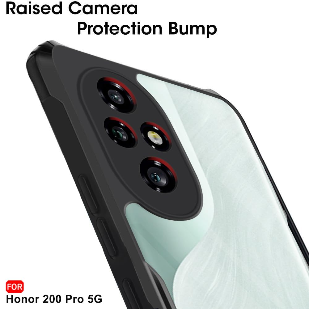 Picture of TheGiftKart Shockproof Crystal Clear Back Cover Case for Honor 200 Pro 5G | 360 Degree Protection | Protective Design | Transparent Back Cover Case for Honor 200 Pro 5G (PC & TPU, Black Bumper)