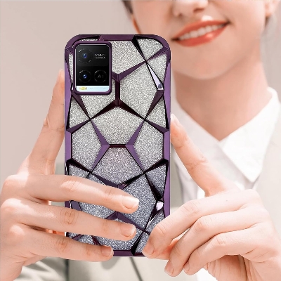 Picture of Glitter Case Compatible for Vivo Y21/ Y21T/ Y21A/ Y21e/ Y33s/ Y33T/ T1x Luxury 3D, Diamond Bling Shiny Soft TPU Clear Shockproof Women & Teen Girls Protective Cover