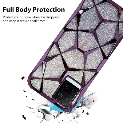 Picture of Glitter Case Compatible for Vivo Y21/ Y21T/ Y21A/ Y21e/ Y33s/ Y33T/ T1x Luxury 3D, Diamond Bling Shiny Soft TPU Clear Shockproof Women & Teen Girls Protective Cover