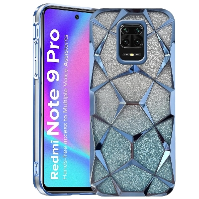Picture of Glitter Case Compatible for Xiaomi Redmi Note 9 Pro Max/note 9s/note 9 pro Luxury Electroplated 3D Cube, Diamond Bling Shiny Soft TPU Clear Shockproof Women & Teen Girls Protective Phone Cover