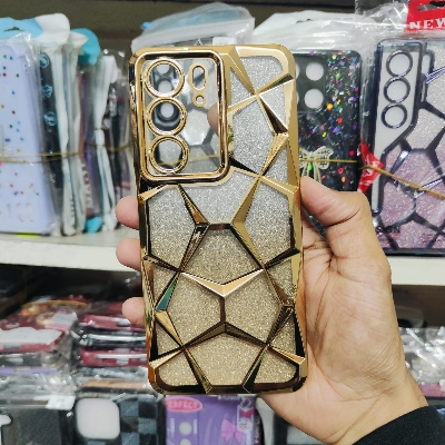 Picture of Glitter Case Compatible for Realme C75 / Realme 14X Luxury Electroplated 3D Cube, Diamond Bling Shiny Soft TPU Clear Shockproof Case Women & Teen Girls Protective Phone Cover