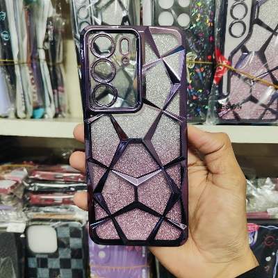 Picture of Glitter Case Compatible for Realme C75 / Realme 14X Luxury Electroplated 3D Cube, Diamond Bling Shiny Soft TPU Clear Shockproof Case Women & Teen Girls Protective Phone Cover