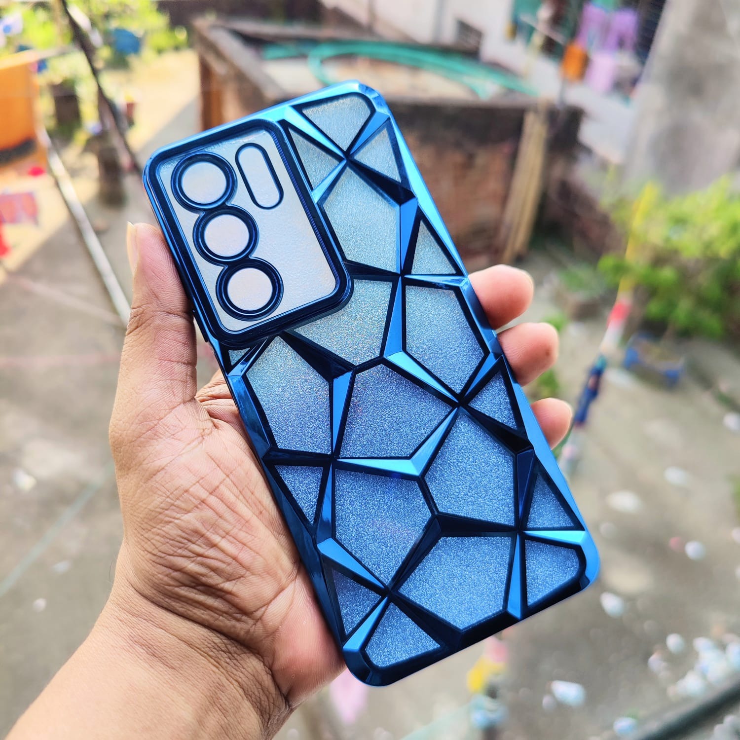 Picture of Glitter Case Compatible for Realme C75 / Realme 14X Luxury Electroplated 3D Cube, Diamond Bling Shiny Soft TPU Clear Shockproof Case Women & Teen Girls Protective Phone Cover