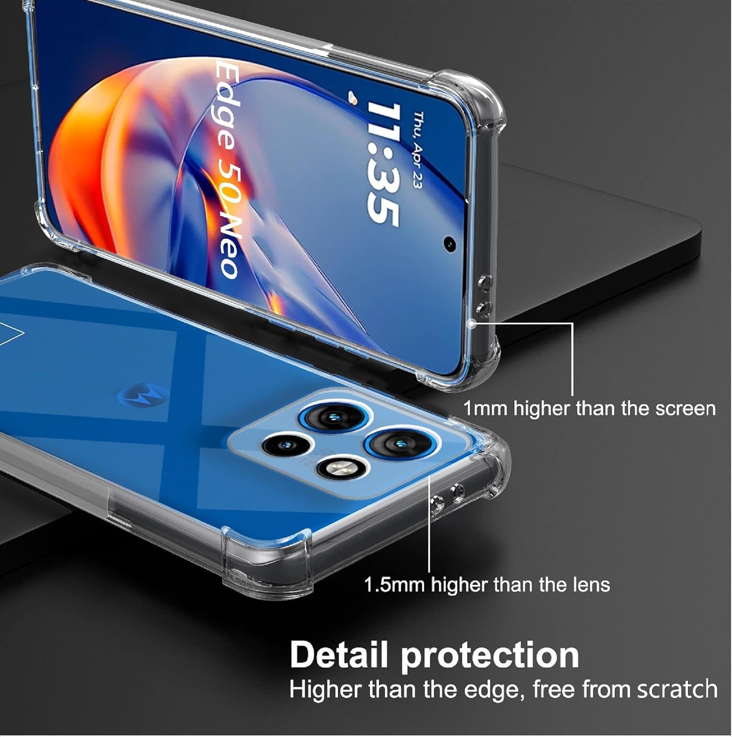 Picture of Motorola Moto Edge 50 Neo 5G ] Back Cover Bumper Protective Case for [ Motorola Moto Edge 50 Neo 5G ] Silicone Flexible TPU Back Cover Case - Transparent
