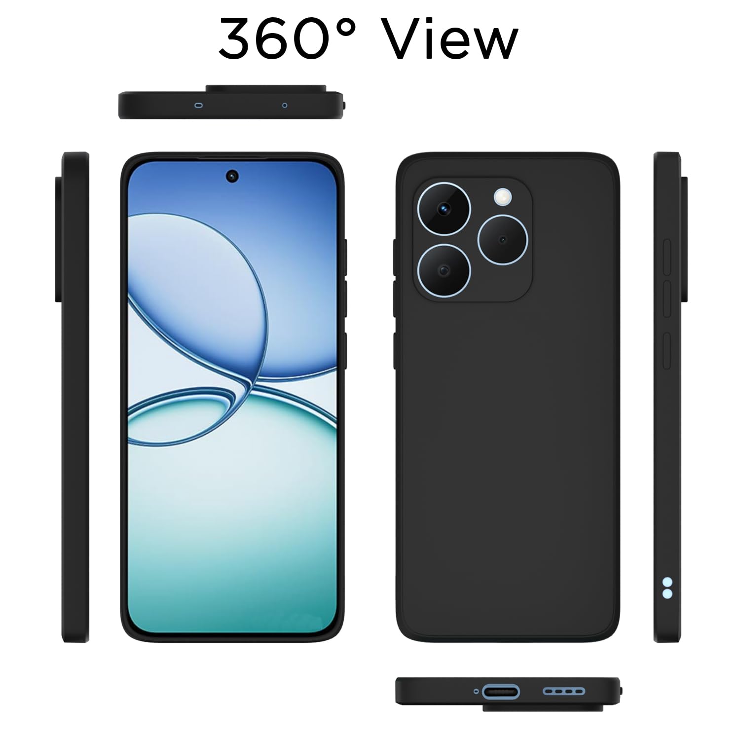 Picture of Back Cover for Realme 15T 5G | Camera Protection Shockproof Soft Matte Silicone Bumper Case (Black)