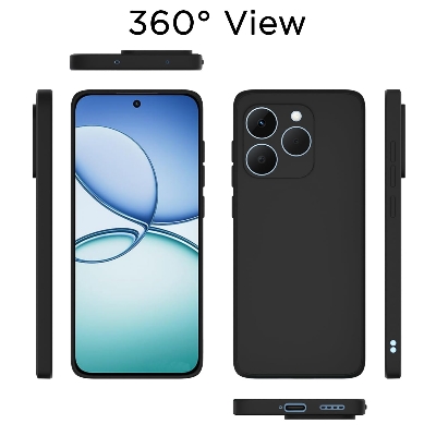 Picture of Back Cover for Realme 15T 5G | Camera Protection Shockproof Soft Matte Silicone Bumper Case (Black)