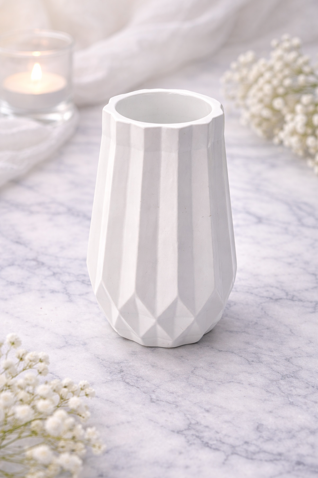 Picture of Ribbed round turbine vase mini for home and living room decoration combo(set of 2 vase and a tray)