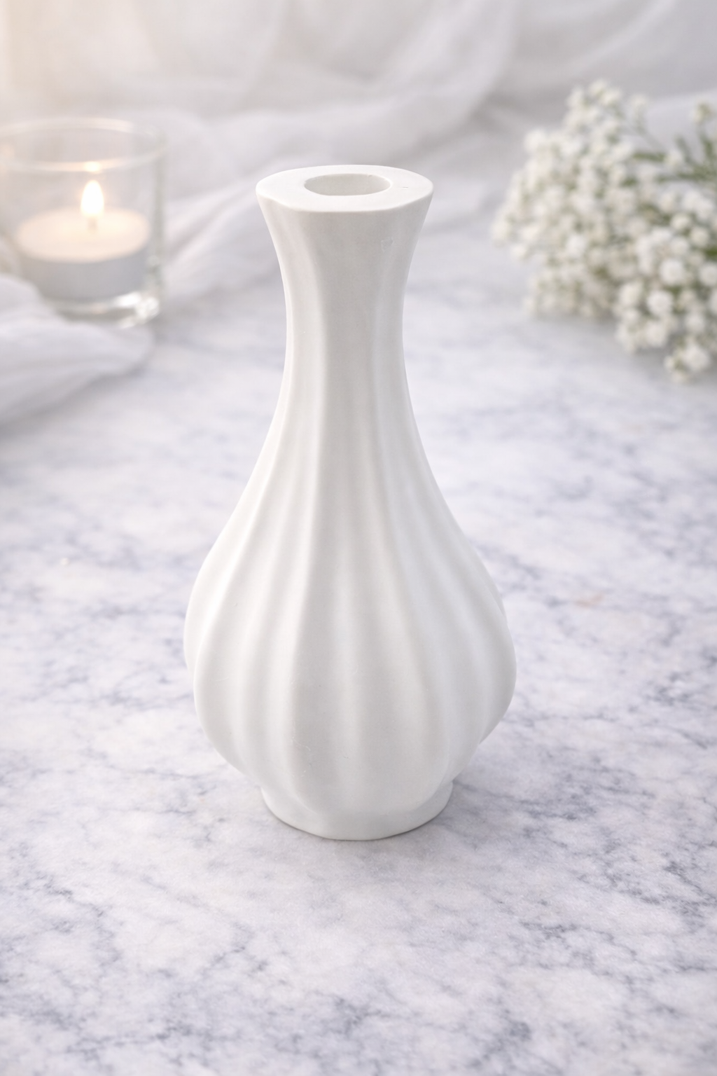 Picture of Concrete Decor Vase - Mini Ribbed Turbine Rounded Vase(Size 10*6 cm)