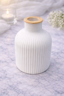 Picture of Ribbed round turbine vase mini for home and living room decoration combo(set of 2 vase and a tray)