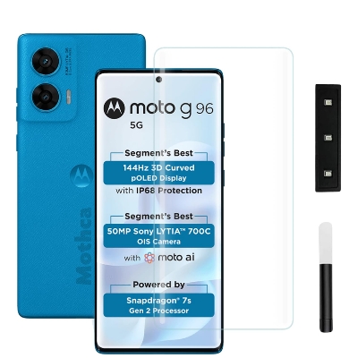 Picture of Premium Curved UV Tempered Glass For Moto G96 5G Cellphone (Transparent, Pack Of 1) Advanced Border Less Full Screen Coverage UV Screen Protector Guard With Installation Kit