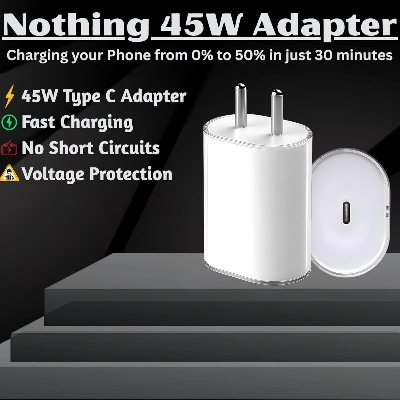 Picture of 45W PPS Type C Charger Adapter Compatible with CMF by Nothing Phone 3/3a Pro/3a/lite/2a/2a Plus/2/CMF Phone 2 pro/1/Tablet/Pad, 45 w USB C Fast Power Rapidly PD Mobile Charging, White