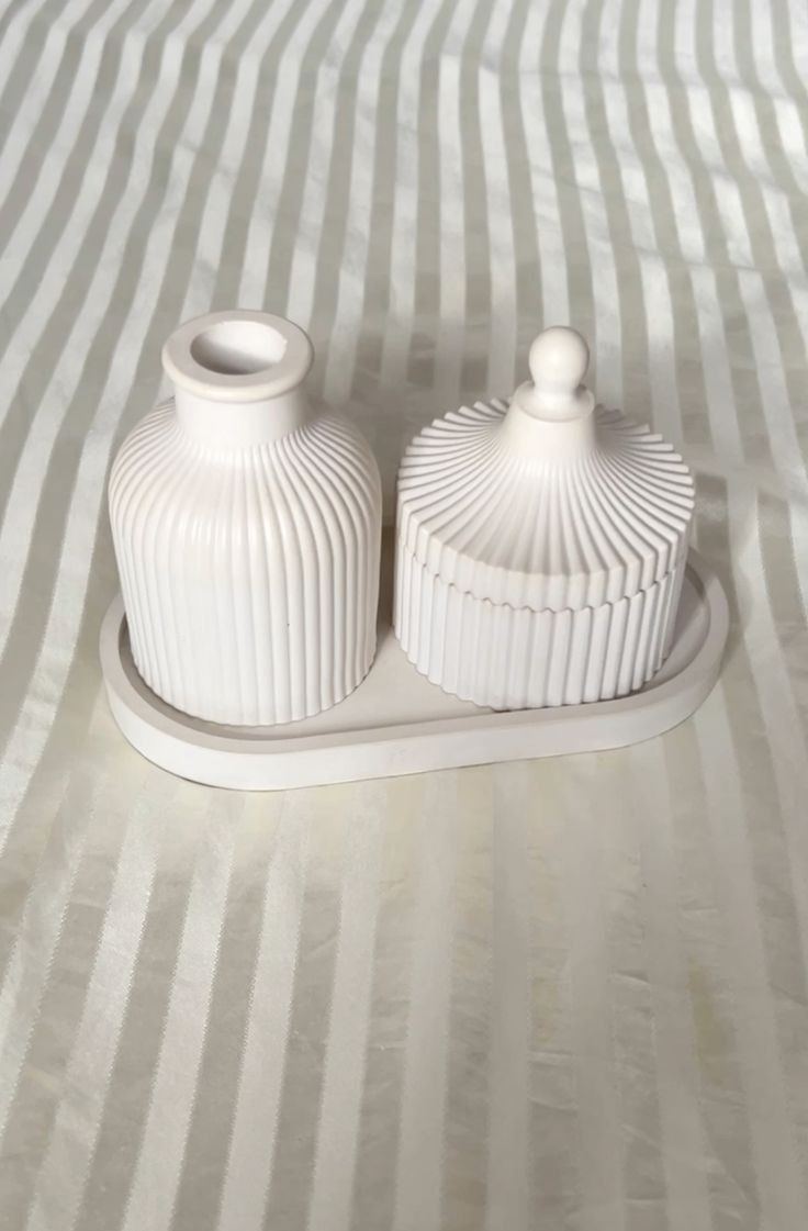Picture of Elegant Gypsum Vase & Jar Set with Tray | Decorative Flower Holder & Storage Pot | Home Decor Gift Set | Colorful 3-Piece Combos for tray/Tube/Vase Combo (Without Flower)