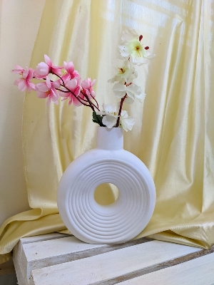 Picture of Designer Hollow Unique White Cement Tube/vase/pen holder/tree/plant indoor or outdoor home decor