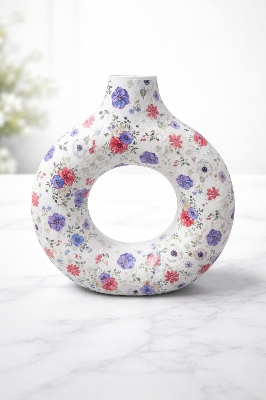 Picture of Round Hollow Donut Vase Dry Flowers Pot Arts Decoration for Living Room ,Office, Home