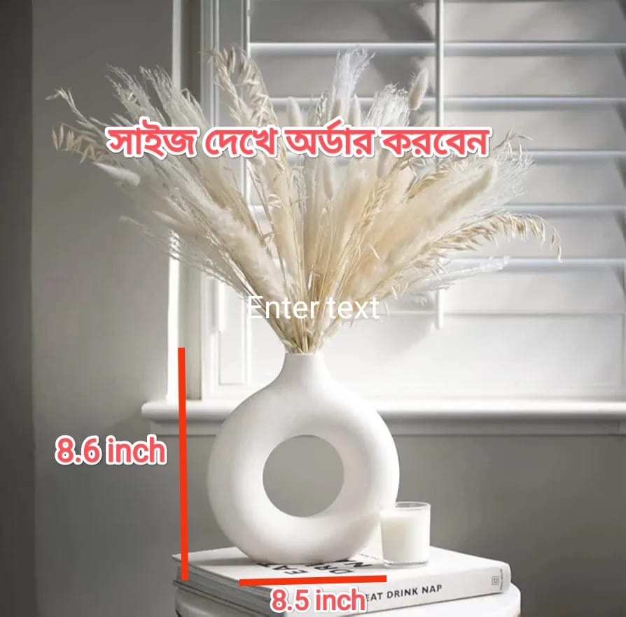 Picture of Round Hollow Donut Vase Dry Flowers Pot Arts Decoration for Living Room ,Office, Home