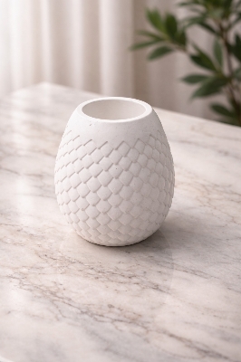 Picture of 1 Piece Dragon Egg White Cement Tube/vase/pen holder/tree/plant indoor or outdoor home decor