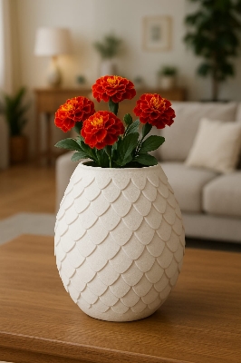 Picture of 1 Piece Dragon Egg White Cement Tube/vase/pen holder/tree/plant indoor or outdoor home decor