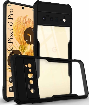 Picture of Back Cover Case Compatible with Google Pixel 6 Pro (TPU + Poly Carbonate | Matte Black)
