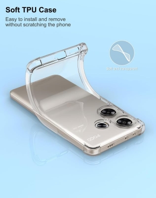 Picture of Case for Poco F6 / Redmi Turbo 3 Clear TPU Four Corners Military-Grade Protection Cover Transparent Soft funda