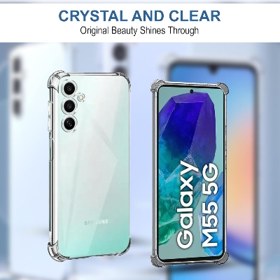 Picture of Samsung Galaxy M55 / M55s / F55 (5G) Bumper Case | Soft Jel Flexible Thin Full Protection Shock Proof Clear TPU Back Case Cover for Samsung Galaxy M55 / M55s / F55 (5G) (Transparent)
