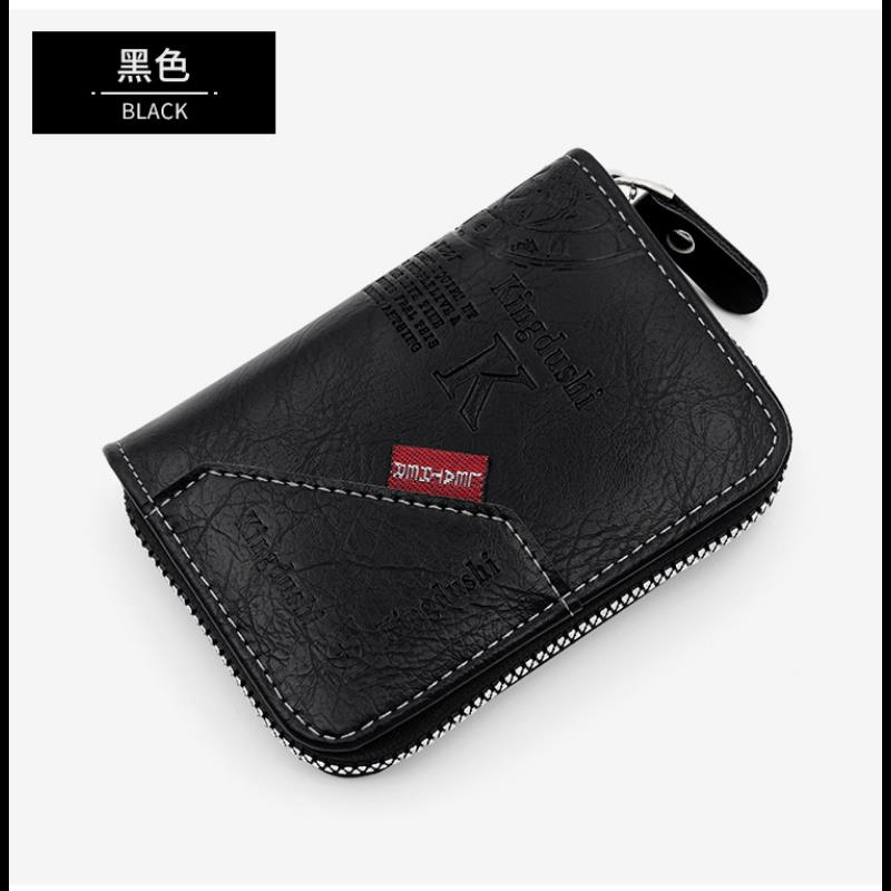 Picture of High Quality PU leather Business Card Holder Men Classic Retro Multi-function Multi-card Slot Zipper Id Card Holder