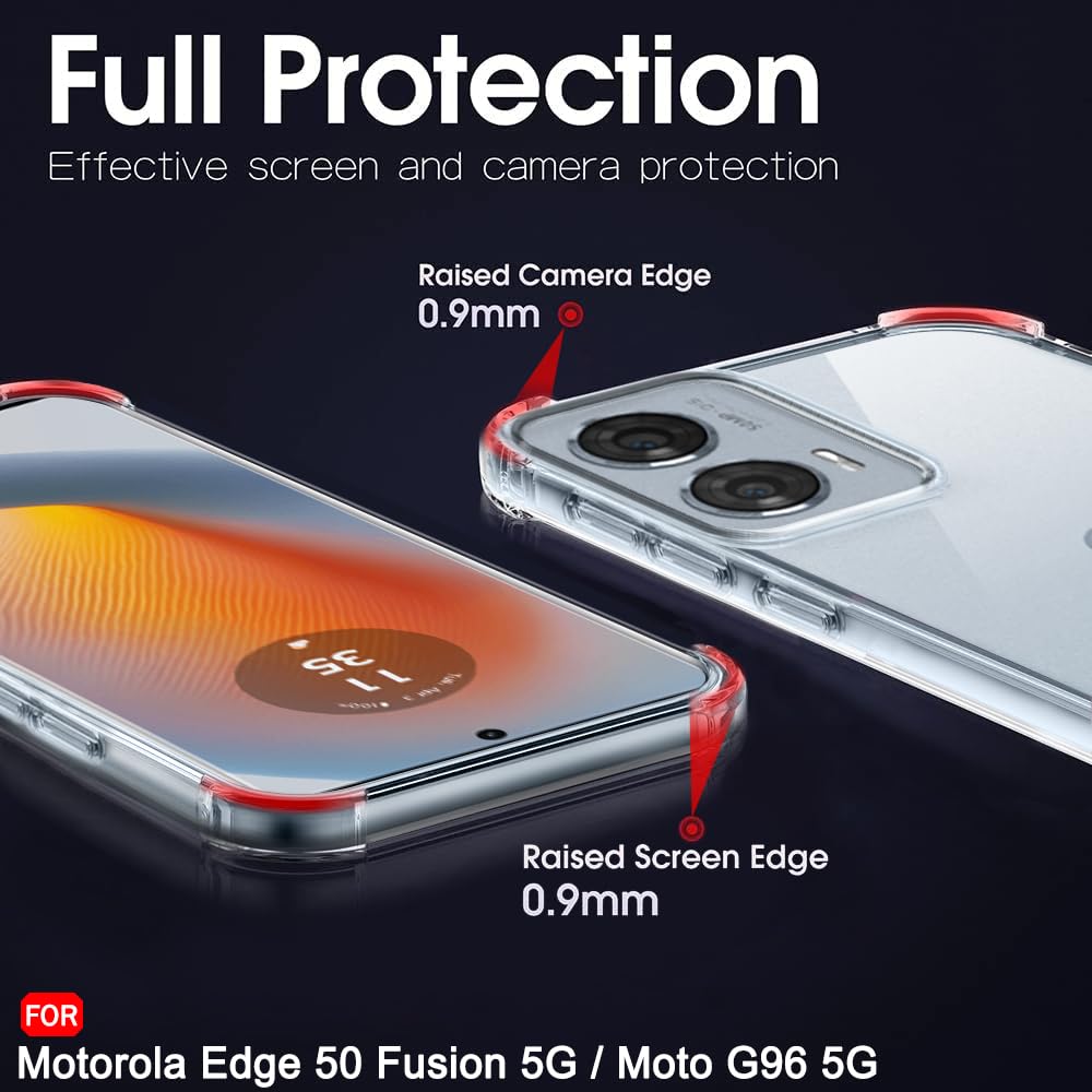 Picture of TheGiftKart Crystal Clear Back Cover Case for Motorola Edge 50 Fusion 5G / Moto G96 5G | 360 Degree Protection | Shock Proof Design | Transparent Back Cover Case (PC & TPU, Transparent Bumper)
