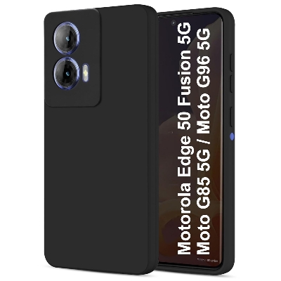 Picture of Silicone Back Cover Case for Motorola Edge 50 Fusion 5G / Moto G85 5G / Moto G96 5G | Soft Micro-Fibre Lining Inside | Camera Protection Bump | Shockproof Back Cover Case for Moto G96 5G (Black)