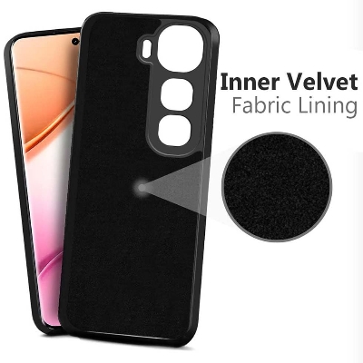 Picture of Back Cover Case for Vivo Y400 PRO 5G | Matte Soft Silicon Flexible | Camera Bump Protection | All Side Shock Proof Rubberised Back Case Cover for Vivo Y400 PRO 5G (Black)