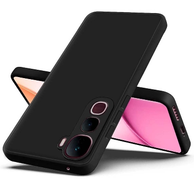 Picture of Back Cover Case for Vivo Y400 PRO 5G | Matte Soft Silicon Flexible | Camera Bump Protection | All Side Shock Proof Rubberised Back Case Cover for Vivo Y400 PRO 5G (Black)