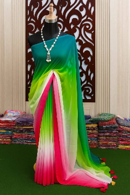 Picture of Trendy and Fashionable Georgette Digital Printed Rainbow Saree . saree with unstitched Blouse pcs for women 12 hat