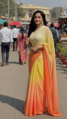 Picture of Trendy and Fashionable Georgette Digital Printed Rainbow Saree . saree with unstitched Blouse pcs for women 12 hat