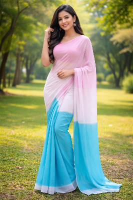 Picture of Trendy and Fashionable Georgette Digital Printed Rainbow Saree . saree with unstitched Blouse pcs for women 12 hat