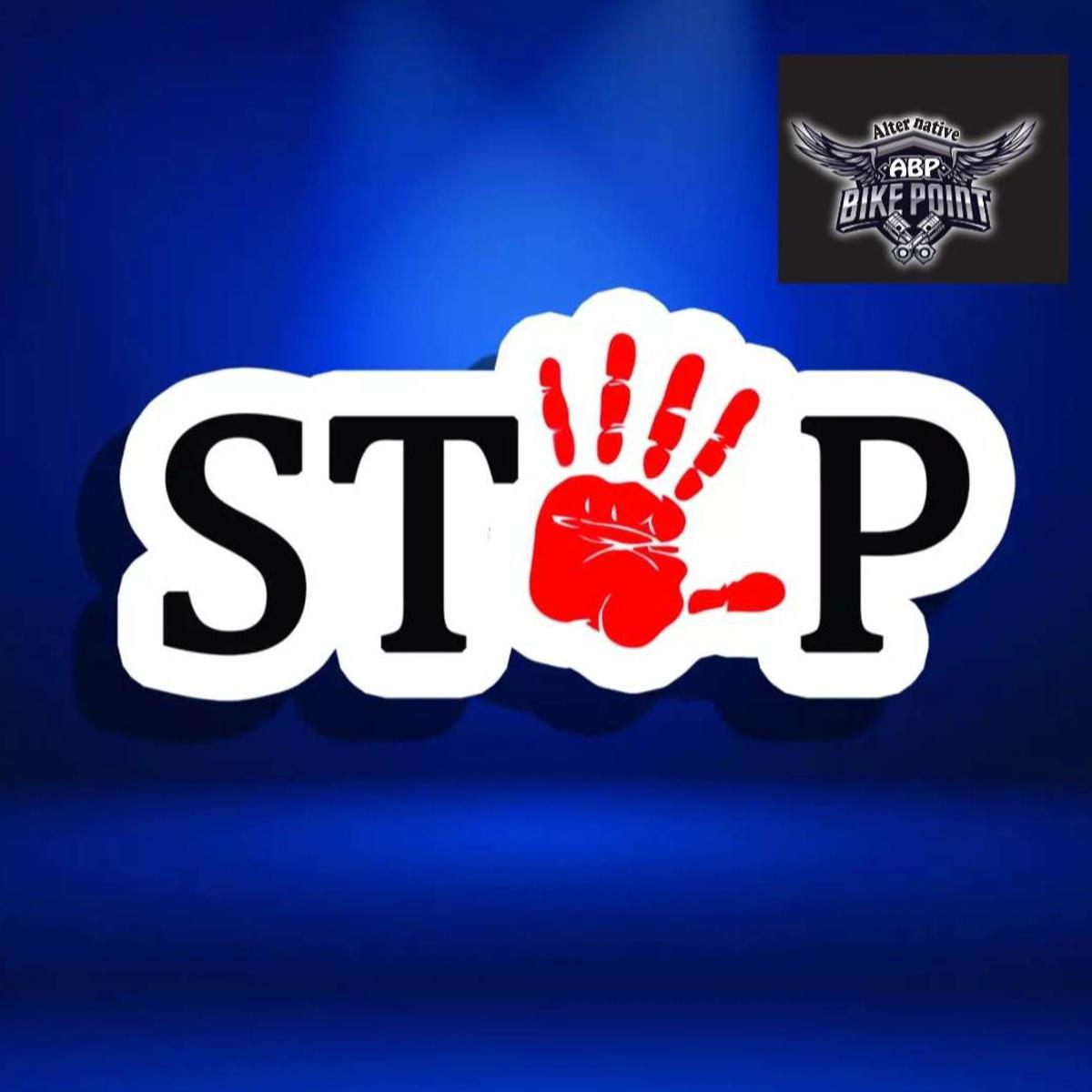 Picture of STOP sticker for motorcycle - laptop Waterproof sticker /Alternative Biker Point -Multicolor