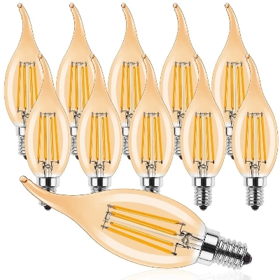 Picture of Set of 10 Dimmable E14 LED Filament Bulbs - 4W Warm Amber Light - Glass