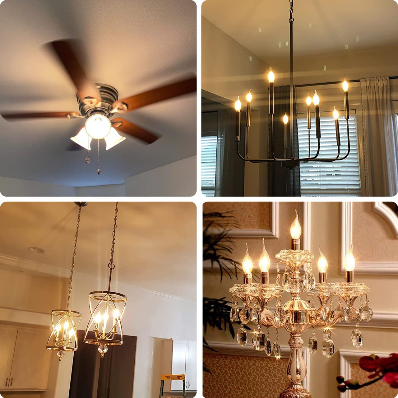 Picture of Set of 10 Dimmable E14 LED Filament Bulbs - 4W Warm Amber Light - Glass