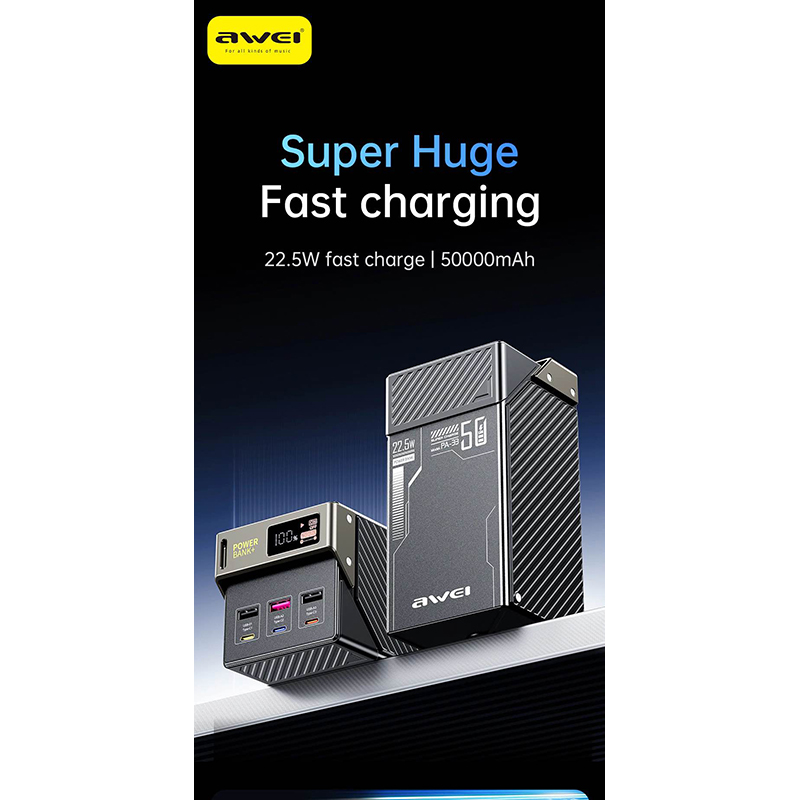 Picture of Awei PA33 50000mAh 22.5W PowerBank -Black