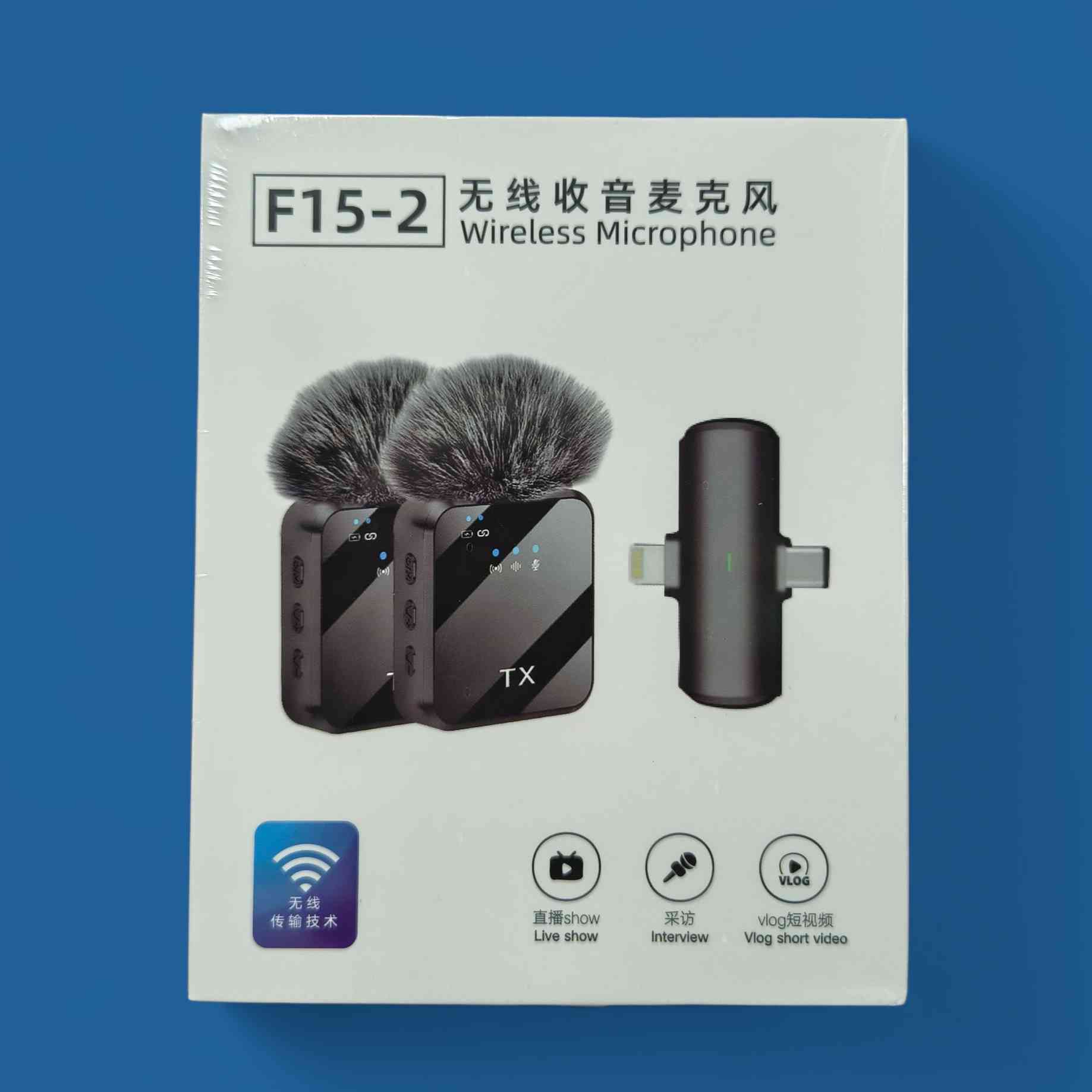 Picture of F15 -2 USB Type C + i Phone 2in1 Wireless Lavalier Microphone