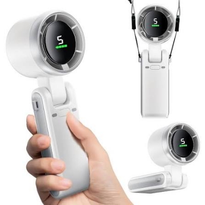 Picture of 5 Speed Portable Handheld Mini Fan Rechargeable Digital Display Turbo Cooling Pocket Fan
