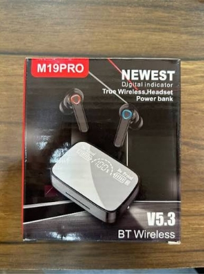Picture of M19 Pro True Wireless Headset airpods TWS Wireless Earphone Touch Bluetooth Headsets - Digital Display Earbuds Headphone