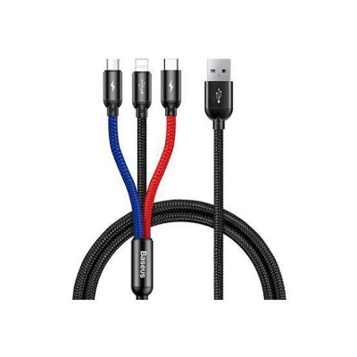 Picture of Baseus Three Primary Colors 3-in-1 Cable USB For M+L+T 3.5A -Black