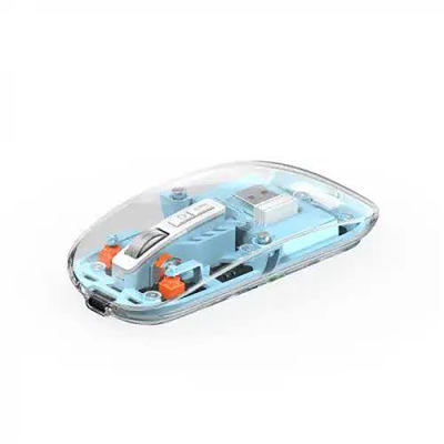 Picture of WiWU rechargeable Transparent Mouse Crystal Magnetic Wireless Mouse -Blue