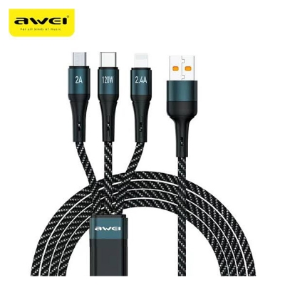 Picture of AWEI CL-972 120W 3 In 1 Fast Multi Charging Cable -Black