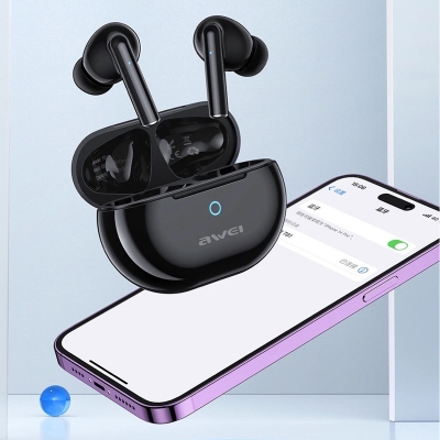 Picture of AWEI T61 Wireless Bluetooth Noise Cancelling Earbuds -Black