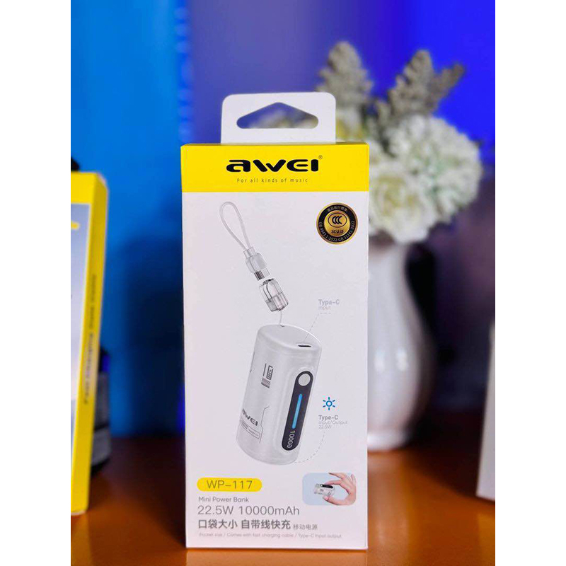 Picture of Awei pocket Power Bank WP-117 22.5w (10000mah) -Black