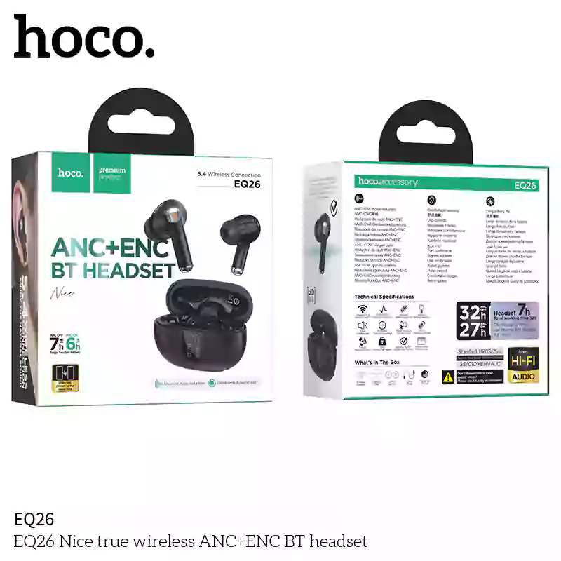 Picture of Hoco EQ26 Nice true wireless ANC+ENC BT headset Earbuds -Black
