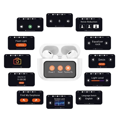 Picture of HOCO EW72 Lite Wireless Touch Screen Bluetooth Headset LED Power Display In Ear Sport Game Headphones with Charging -White