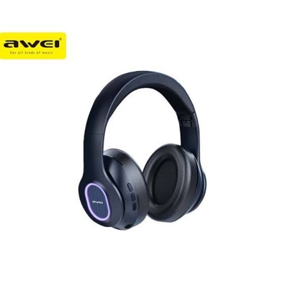Picture of Awei A100BL Wireless Headset Strong Bass Stereo Foldable LED Breathing Lighting With Built-in Microphone FM Redio -Black