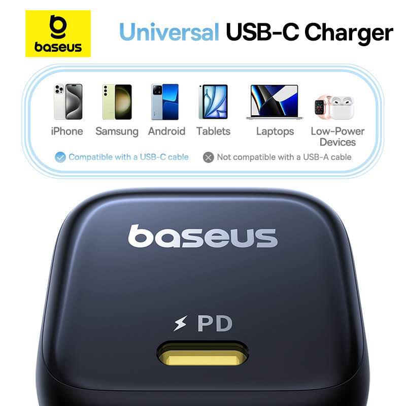 Picture of Baseus GaN Charger 45W PD Adapter For Iphone 1516 Series Macbook PicoGo GaN6 Pro Fast Charger US Black -Black